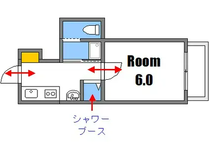 ポエム三滝(1K/2階)の間取り写真