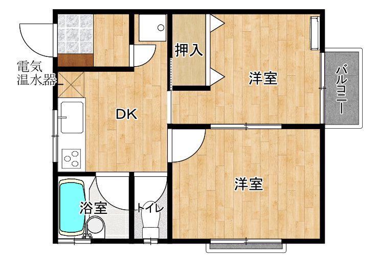 SUNGREAT神在(2DK/2階)の間取り写真