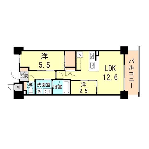 LIVECASA西宮(2LDK/6階)の間取り写真