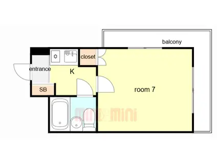 松原マンション(1K/3階)の間取り写真