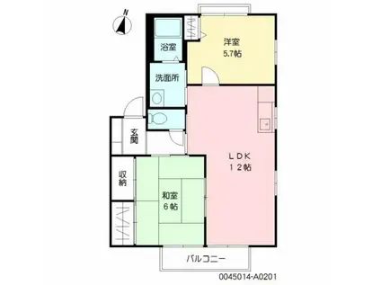 ビブレ高木 (2LDK/2階)の間取り写真