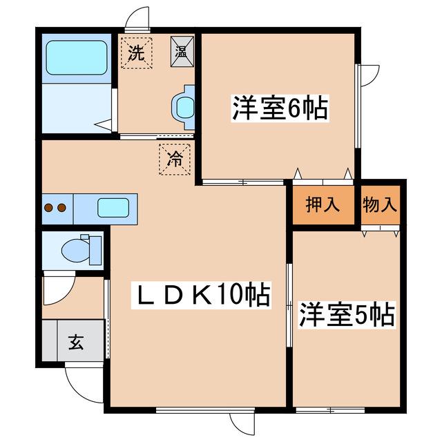 ボヌール幸(2LDK/1階)の間取り写真