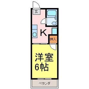 ジョニーズクラブ四ツ谷(1K/2階)の間取り写真