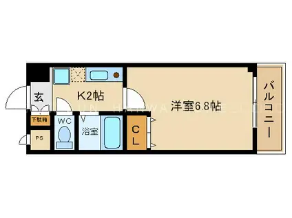 西山本ハイツ(1K/2階)の間取り写真