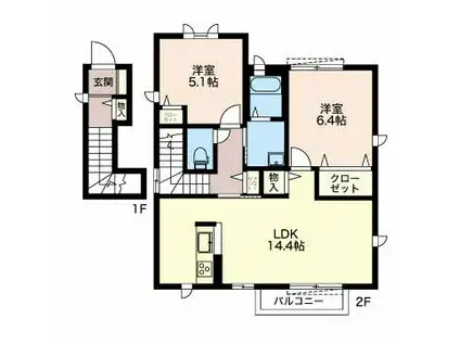 フローラ(2LDK/2階)の間取り写真