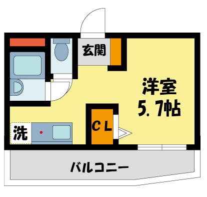 夙川ハイツAIOI(1K/1階)の間取り写真