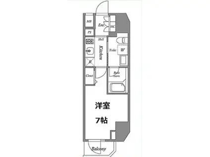グランパセオ田原町(1K/2階)の間取り写真