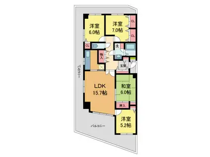 イトーピア宝塚リバーサイドヒルズ(4LDK/3階)の間取り写真