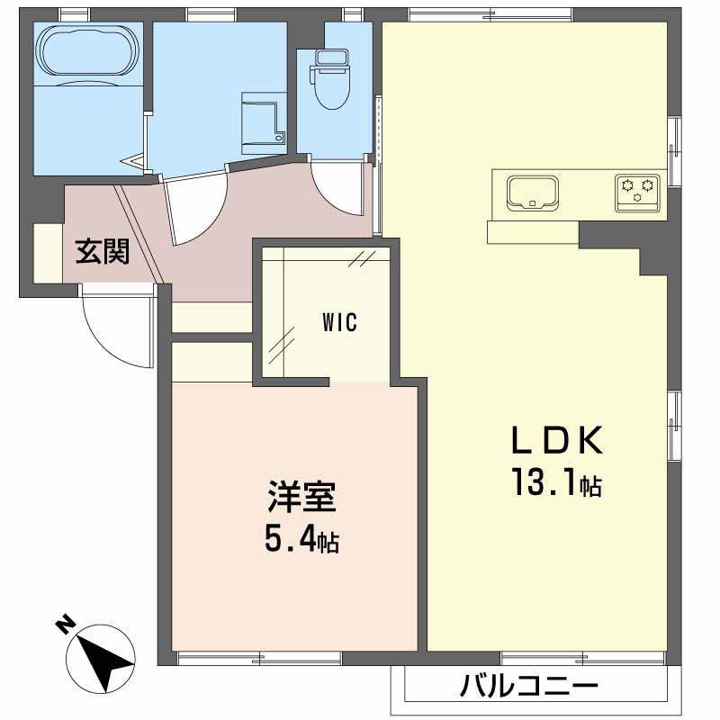 フレグランス北田(1LDK/1階)の間取り写真