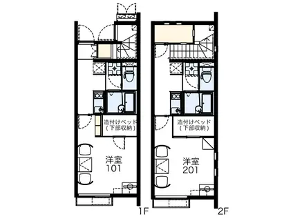 下代エスティII(1K/1階)の間取り写真