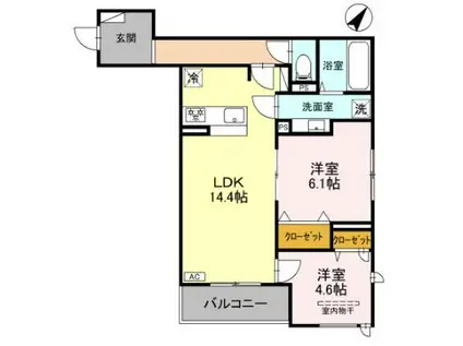 グランマーリエ松野通(2LDK/2階)の間取り写真