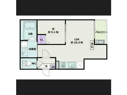 JACK SHOHO IV(1LDK/3階)の間取り写真