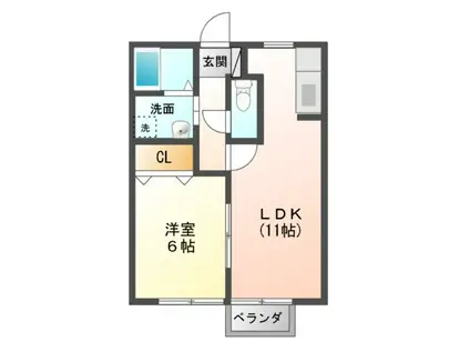 メゾン・ド・北岳(1LDK/1階)の間取り写真