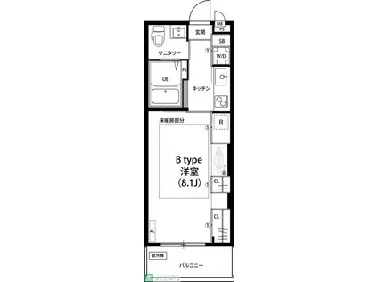 リブリ・クレイン柏(1K/2階)の間取り写真