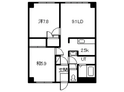 プラネックスヴィラA(2DK/1階)の間取り写真