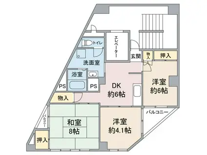 ダイサンコーポ並木(3DK/7階)の間取り写真