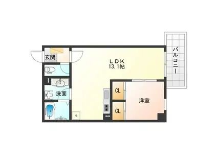 ソラシアレジデンス九条(1LDK/4階)の間取り写真