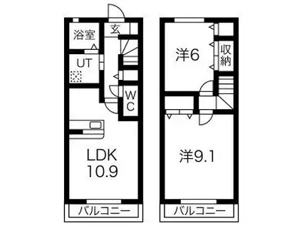 CASA MAR GRANDE(2LDK/1階)の間取り写真