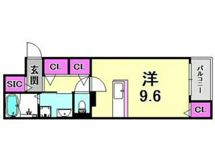 マウントック・リノ(ワンルーム/3階)の間取り写真