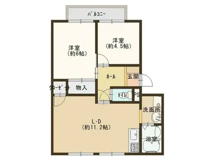メゾンエルドラド(2LDK/2階)の間取り写真
