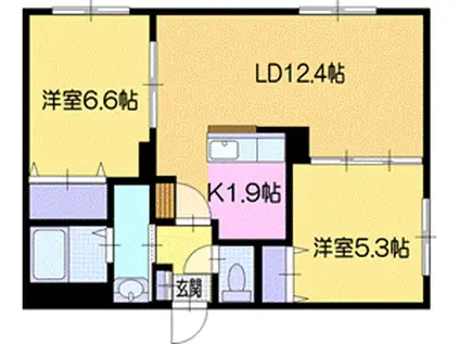 CIEL(2LDK/3階)の間取り写真