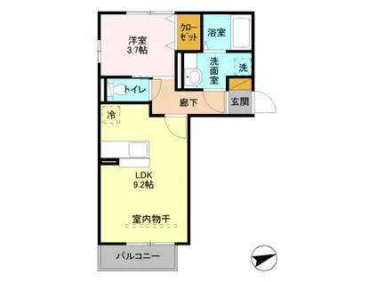 JOY NARASHINO(1LDK/2階)の間取り写真