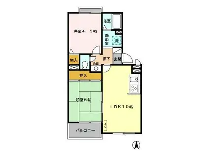 ピュアコート参番館(2LDK/2階)の間取り写真