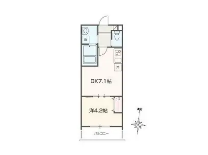 MELLAS元加治(1DK/3階)の間取り写真