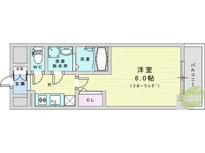 エスリード大阪デュアルゲート(1K/2階)の間取り写真