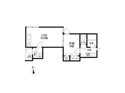 東急目黒線 西小山駅 徒歩6分 3階建 築1年(1LDK/1階)の間取り写真
