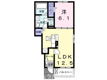 豊橋鉄道渥美線 三河田原駅 徒歩51分 2階建 築1年(1LDK/1階)の間取り写真