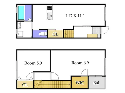 AQUA YAMASAKI(2LDK/1階)の間取り写真