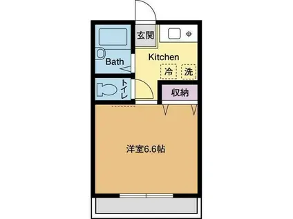 シャンロック愛甲ブルーコート(1K/1階)の間取り写真