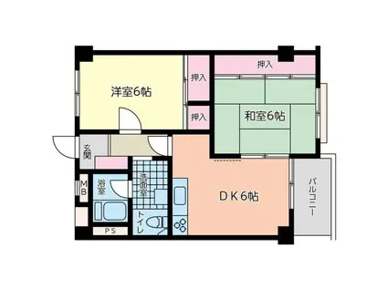 永田町マンション(2DK/3階)の間取り写真