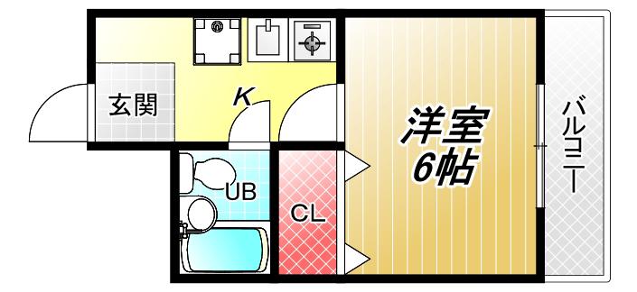 グレース北山本(1K/3階)の間取り写真