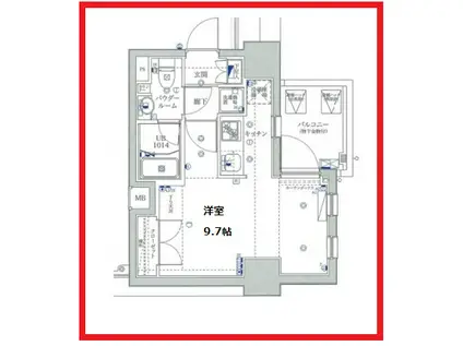 ユリカロゼ東京イースト(ワンルーム/9階)の間取り写真