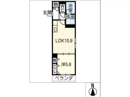 アベニール鶴里(1LDK/2階)の間取り写真