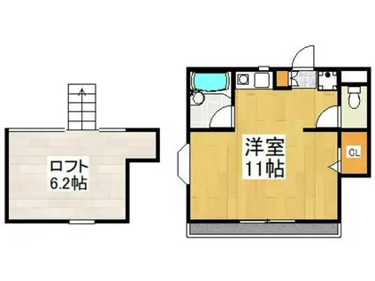グリーンハイツ黒川第2ビル(ワンルーム/2階)の間取り写真