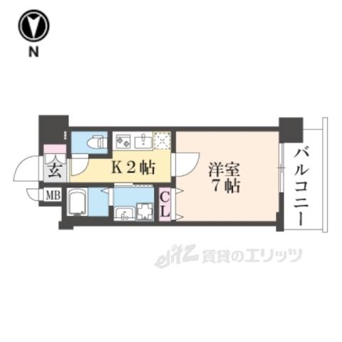 ベラジオ雅び京都西院Ⅱ(1K/6階)の間取り写真