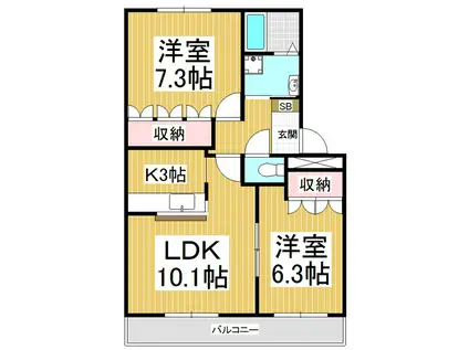ETRE HEUREUXI(2LDK/2階)の間取り写真