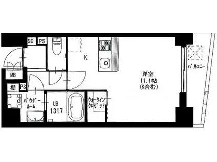 エコロジースクエア方南町(1K/5階)の間取り写真