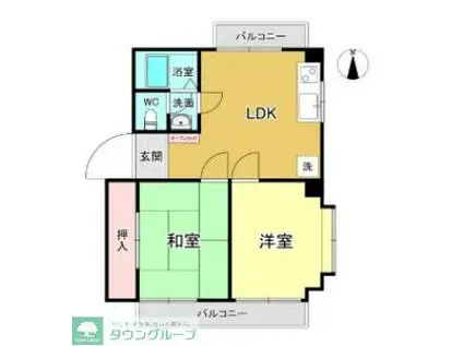 八雲フラット(2DK/3階)の間取り写真