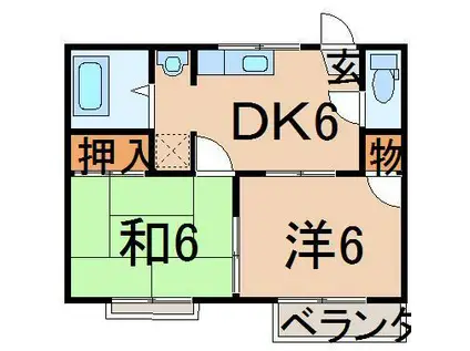 カーサ奥山 A棟(2DK/2階)の間取り写真