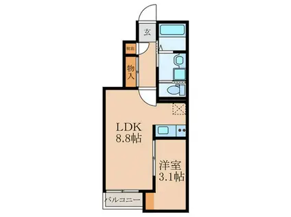 SOYOTERRACE行事(1LDK/1階)の間取り写真