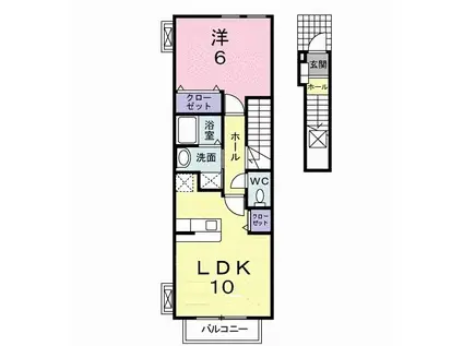 ミニョンV番館(1LDK/2階)の間取り写真