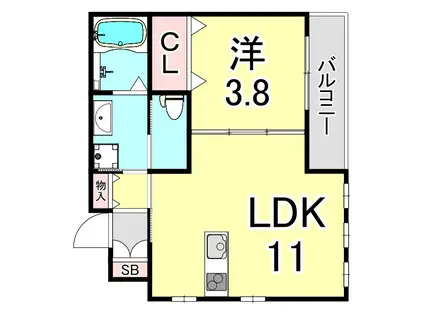 光HAUS(1LDK/3階)の間取り写真
