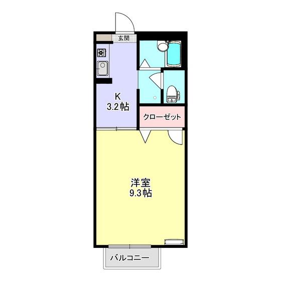 ディアス・天神(1K/2階)の間取り写真