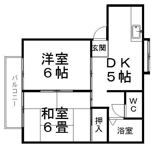 ラ・シャンブル櫻小路(2DK/2階)の間取り写真