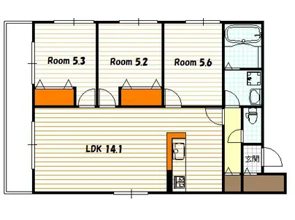 地下鉄東西線 三条京阪駅 徒歩2分 3階建 築7年(3LDK/3階)の間取り写真