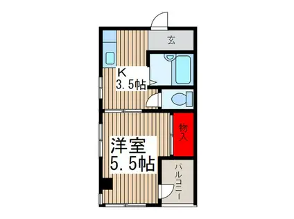 プランドール田村(1K/3階)の間取り写真